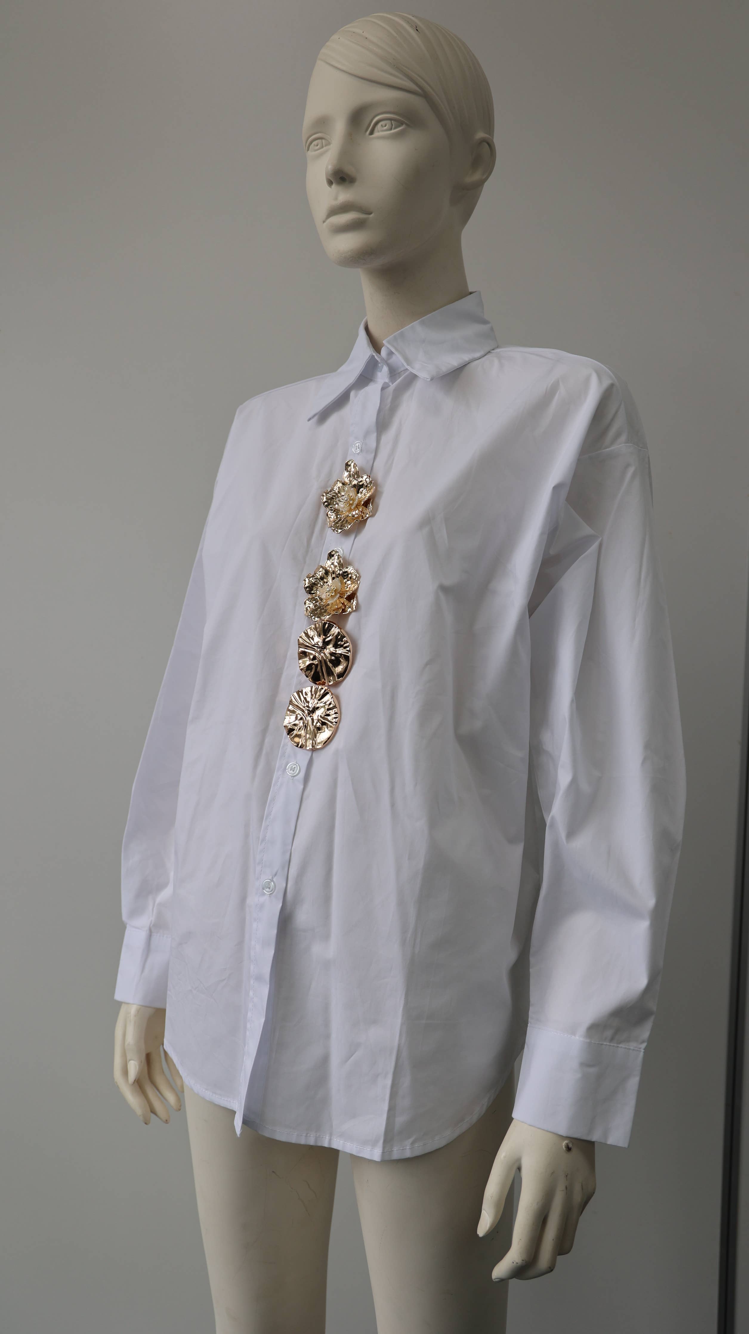 Embellished Button-Down Shirt: One Size