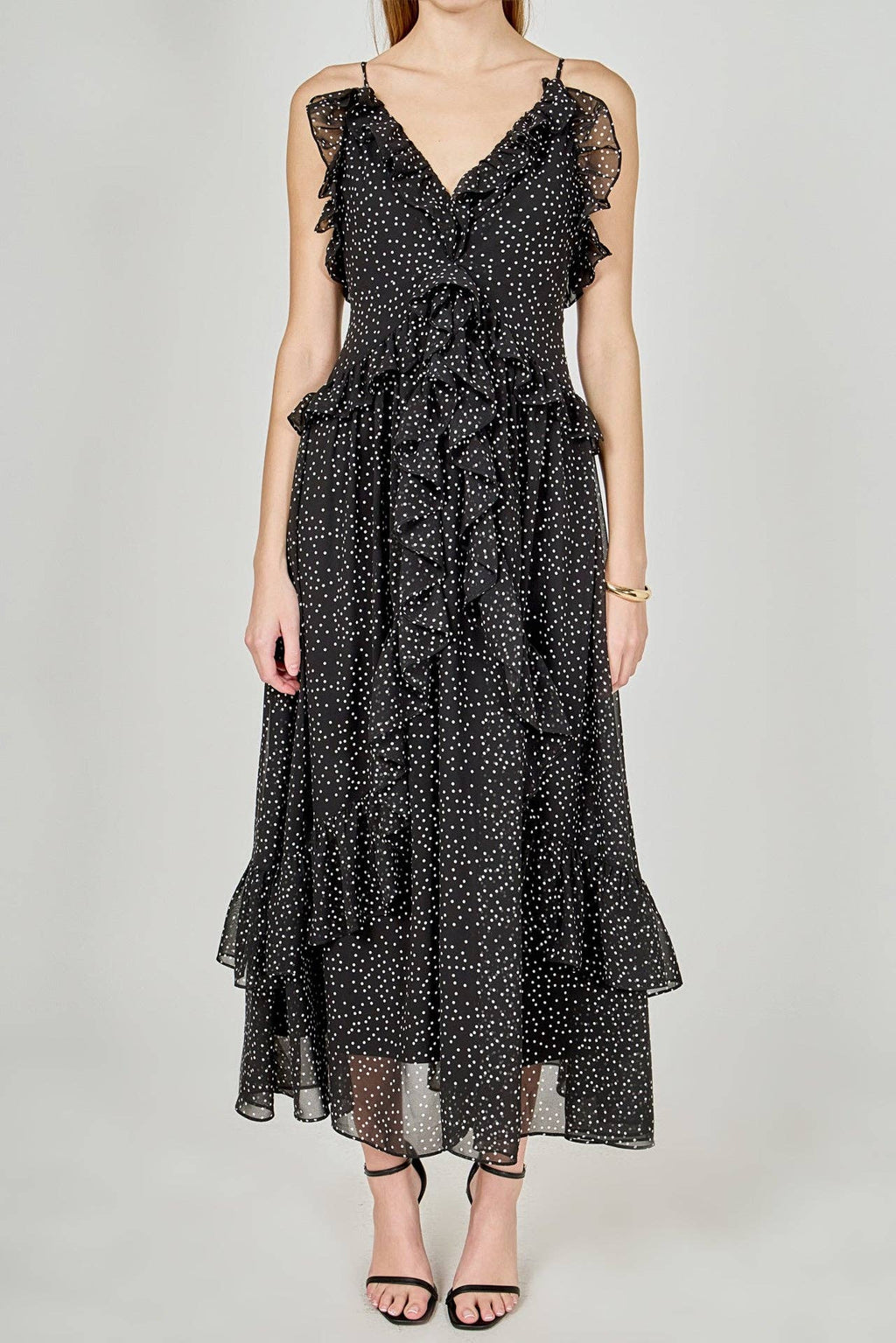Black Polka Dot Ruffle Dress