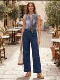 Striped Top With Tie Accent