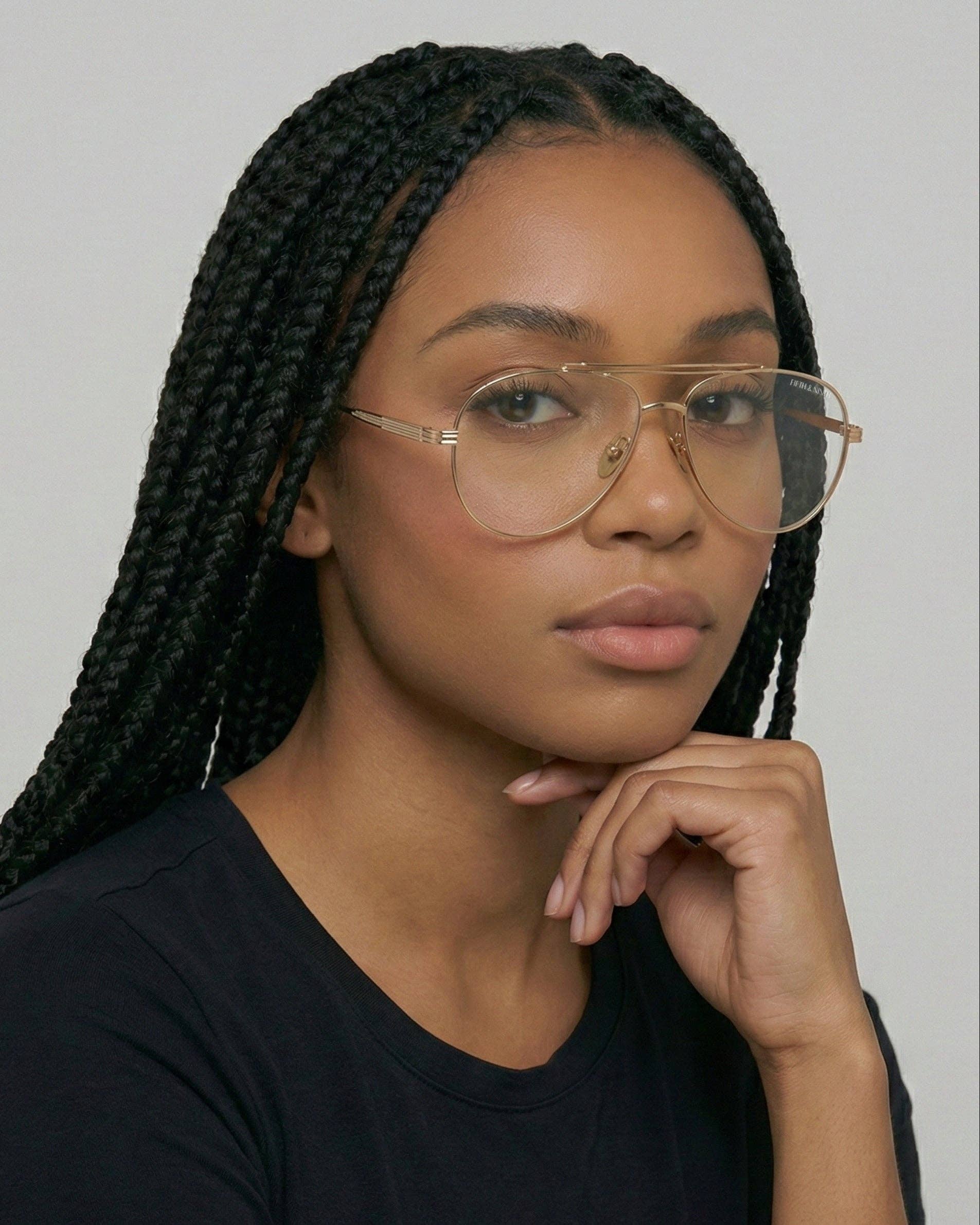 Spencer Blue Light Glasses: Gold Sunglasses