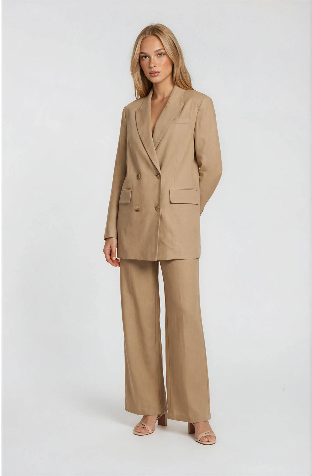 Camel Wide Leg Every Ocassion Suit Set