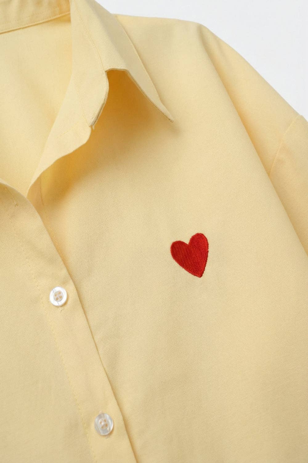 Yellow Button-Down Shirt with Heart Detail