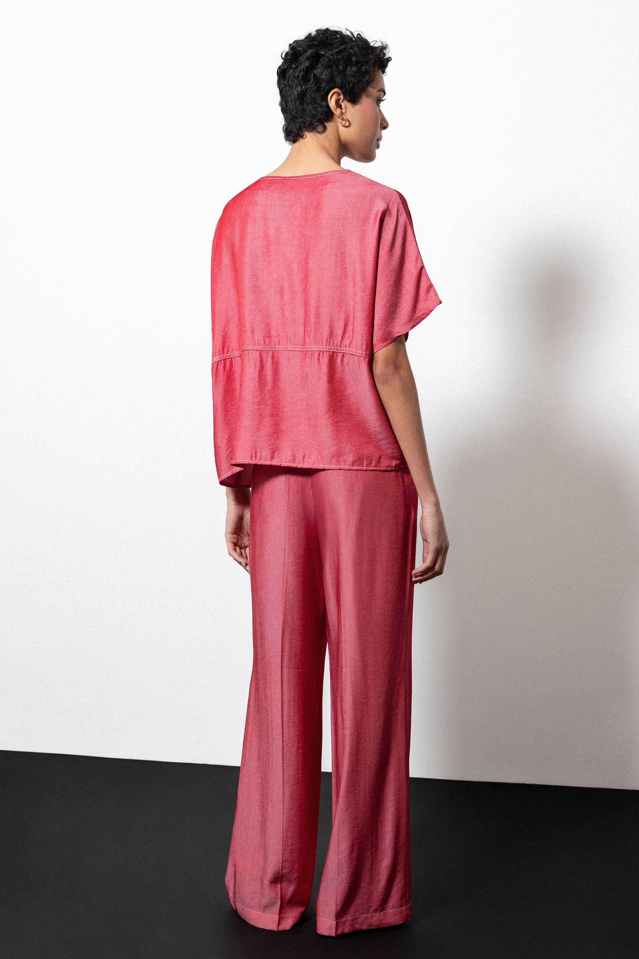 Cherry Red Blouse and Pant Set