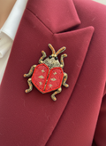 Beaded Lady Bug Brooch