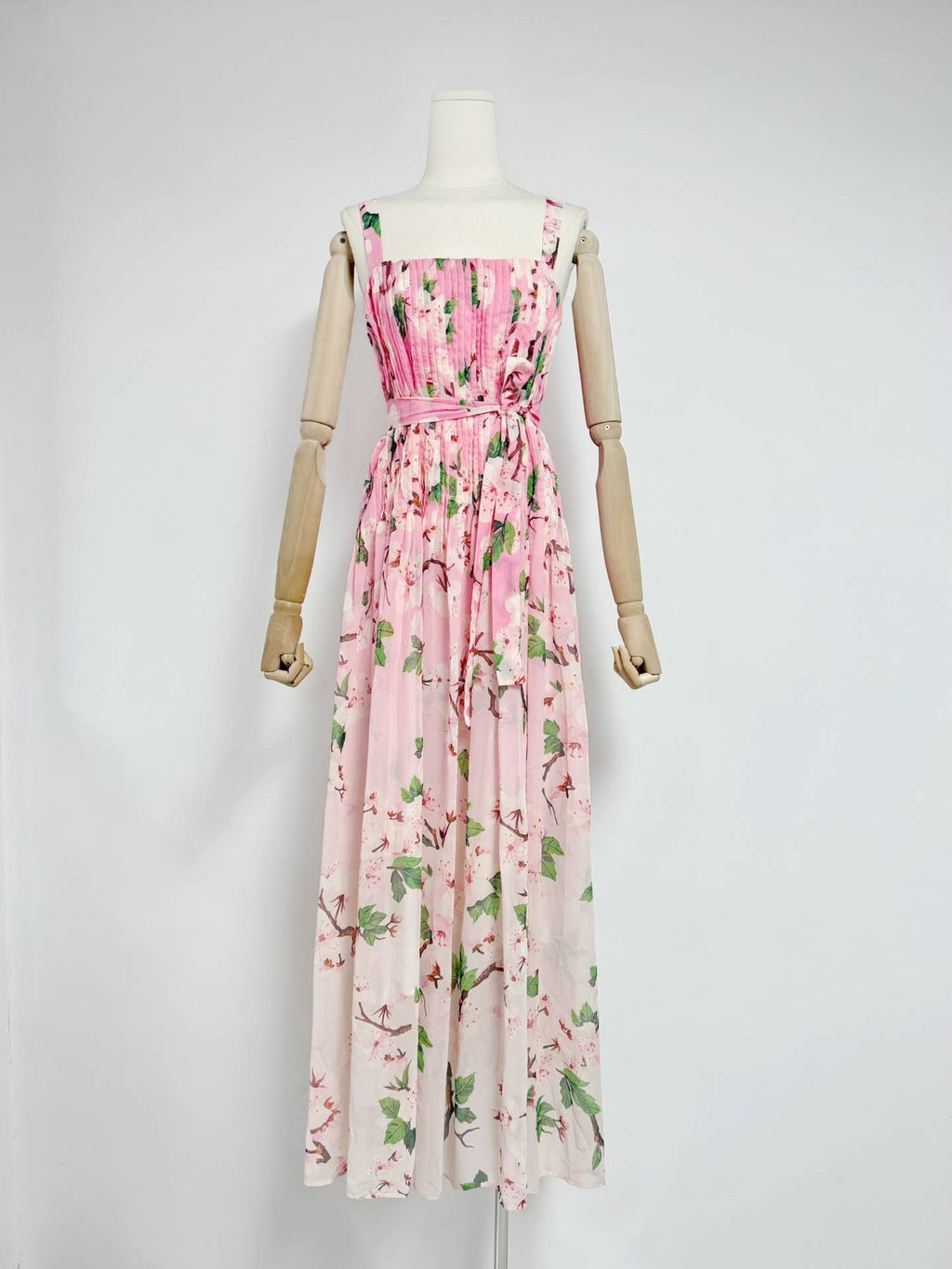 Chiffon Ombre Floral Pleated Maxi Dress