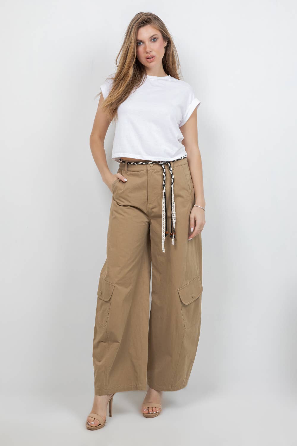 SLIGHT BARREL SHAPE COTTON TROUSERS