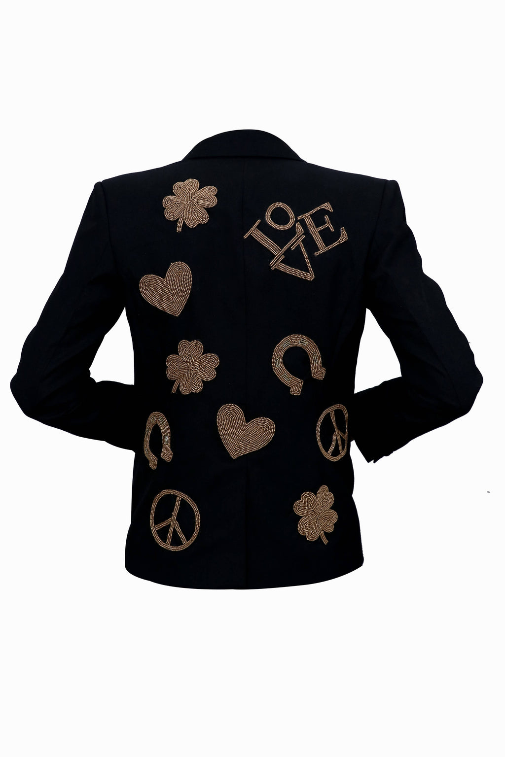 Black Hand Beaded Lucky In Love Blazer