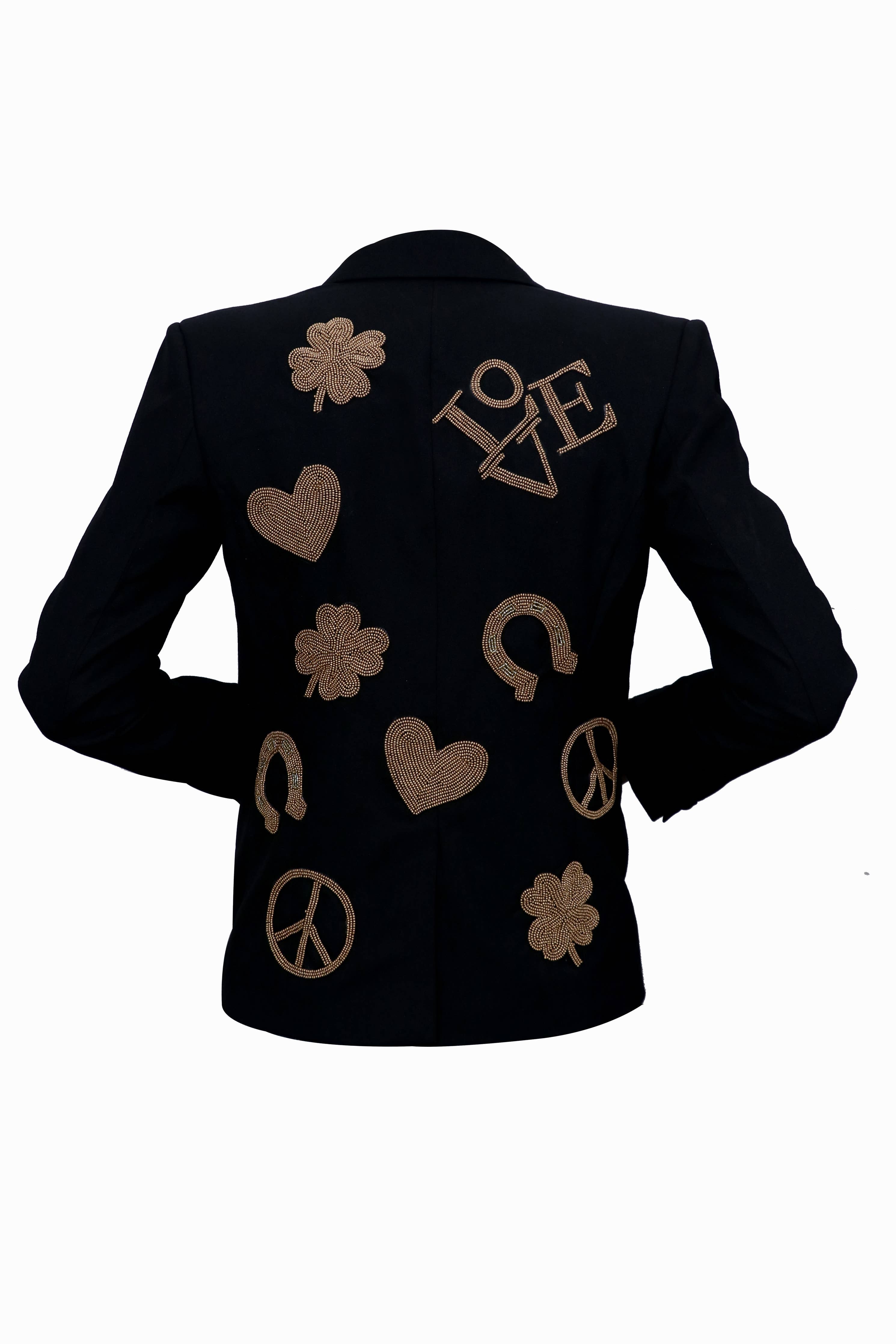 Black Hand Beaded Lucky In Love Blazer