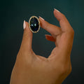 Oval Lapis Lazuli Pave Ring 18k Gold Filled Sz 7