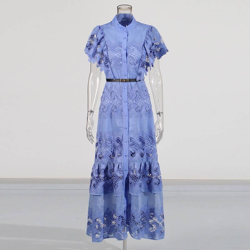 Cap Sleeve Embroidered Dress