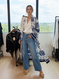 Navy Fluid Long Jungle Kimono