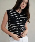 Tailored Sleeveless Knit Top With Pockets