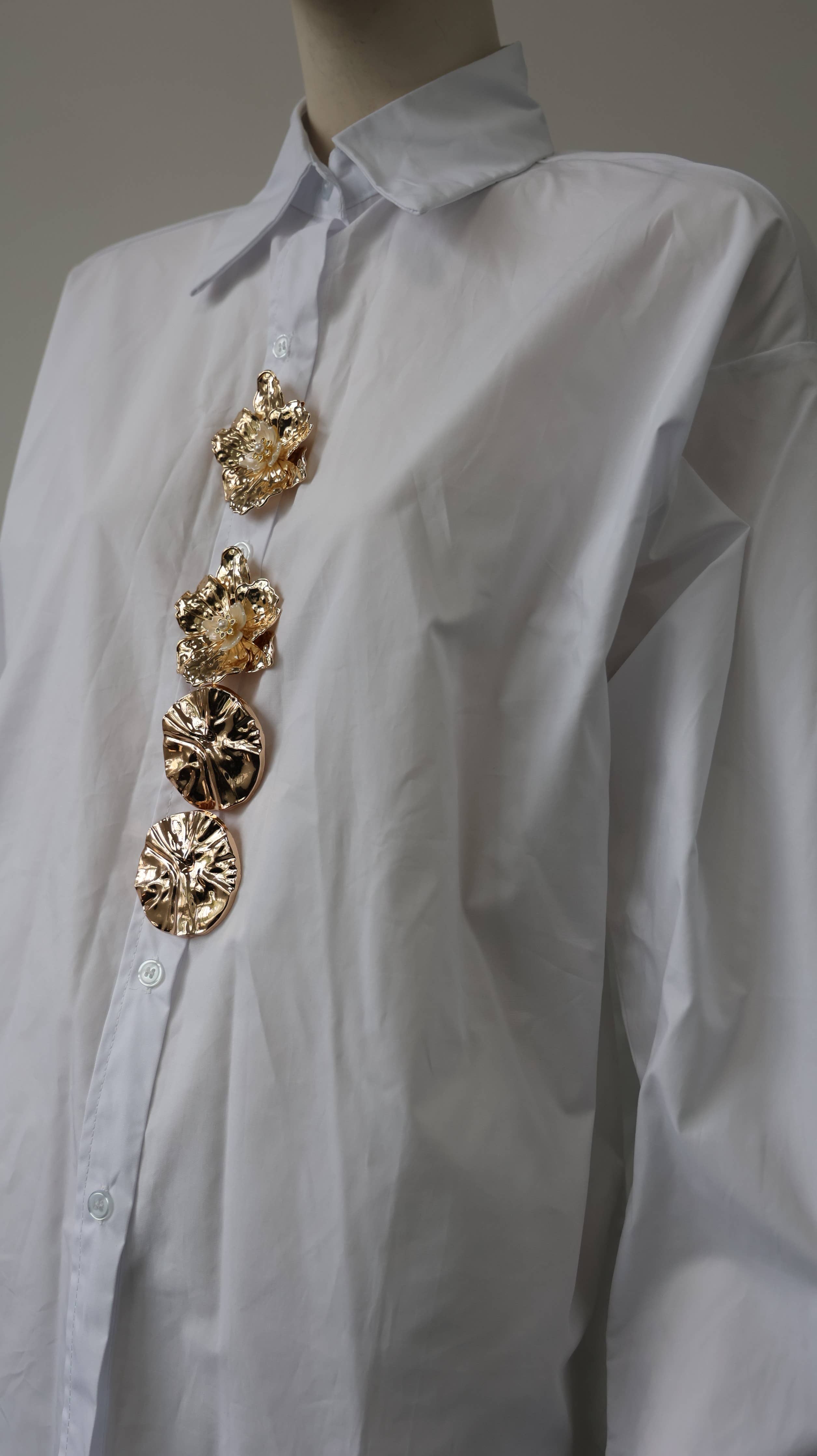 Embellished Button-Down Shirt: One Size