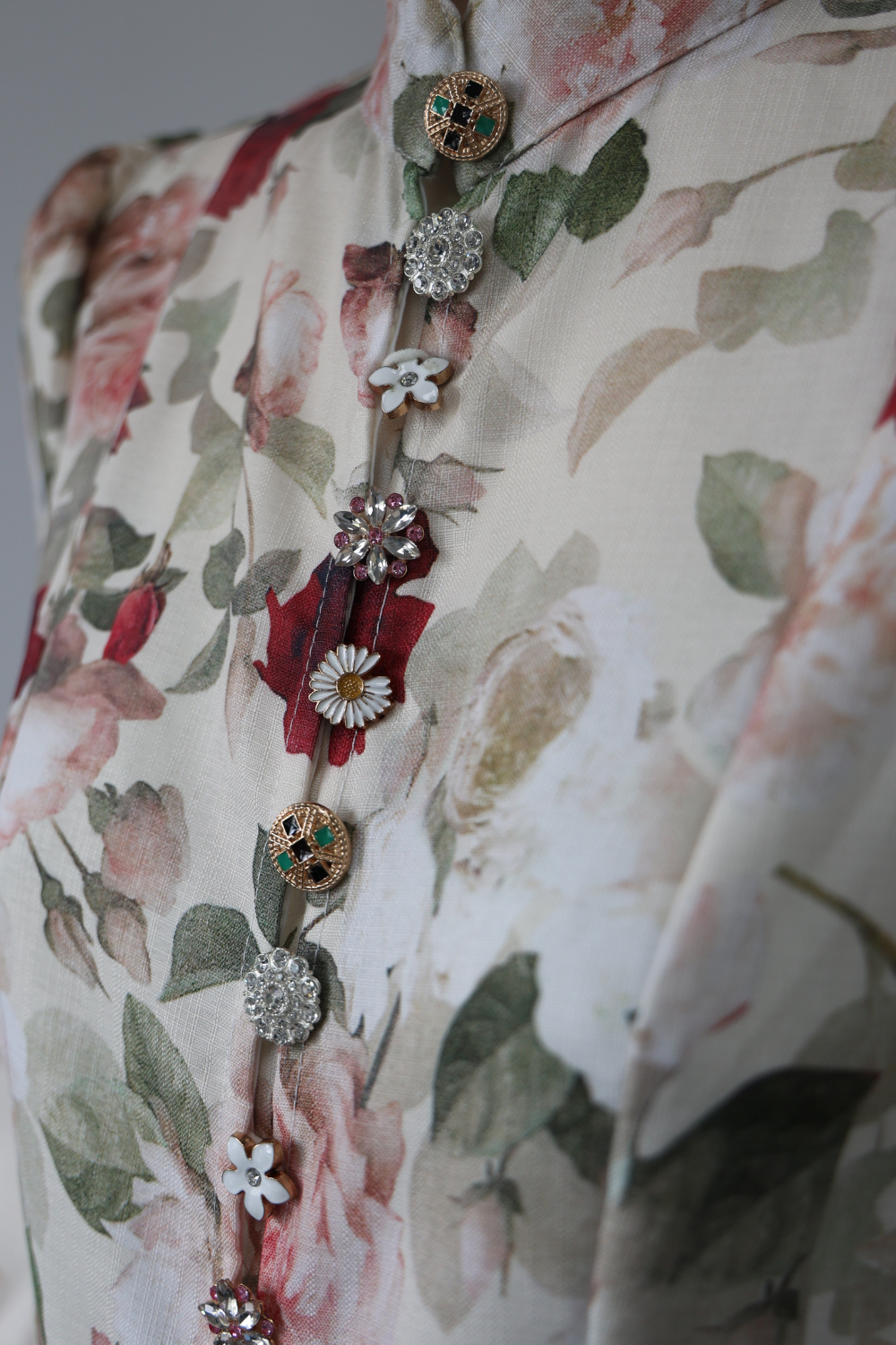 Floral Button-Front Belted Dress