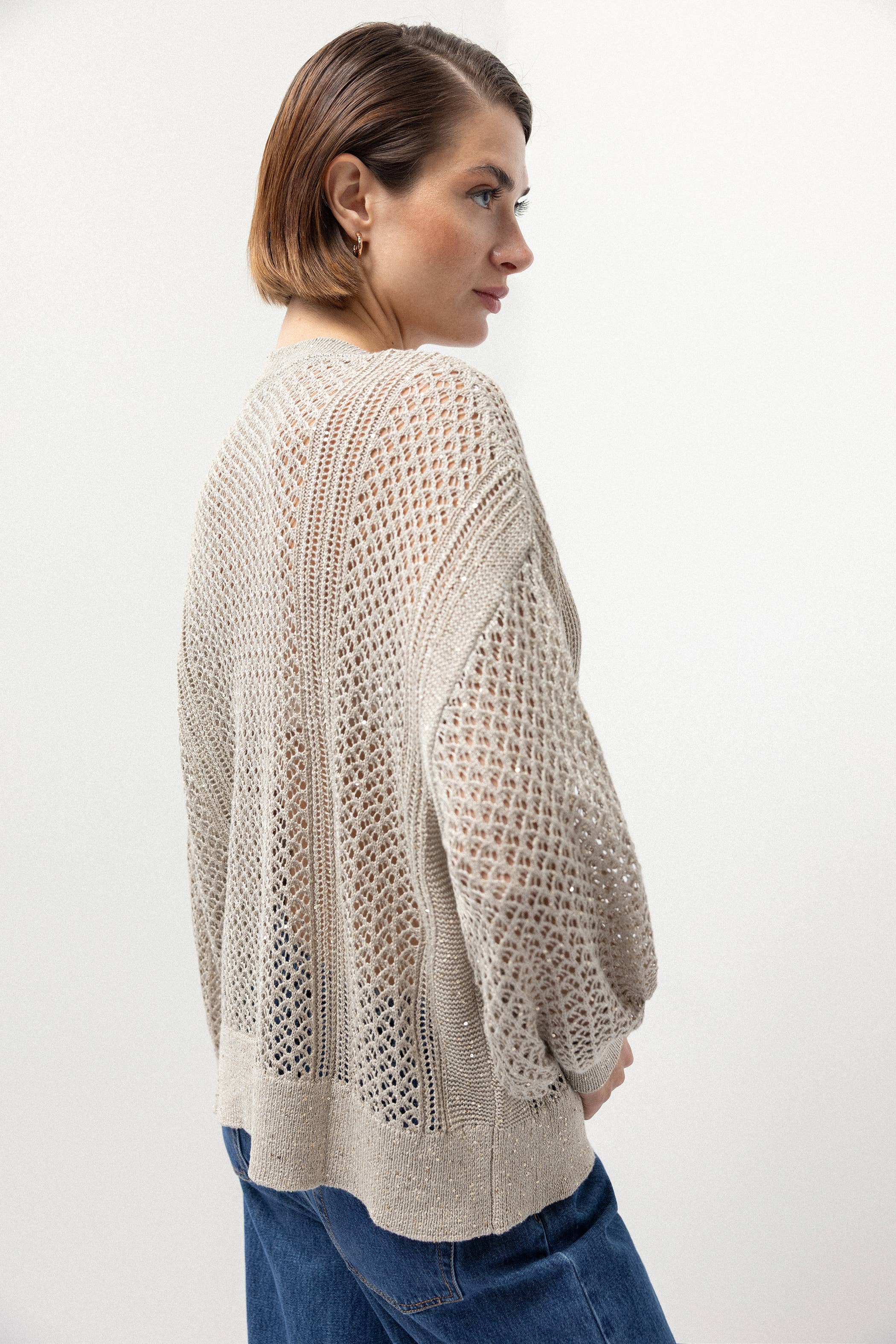 Sequin Balloon Sleeve Knit Sweater