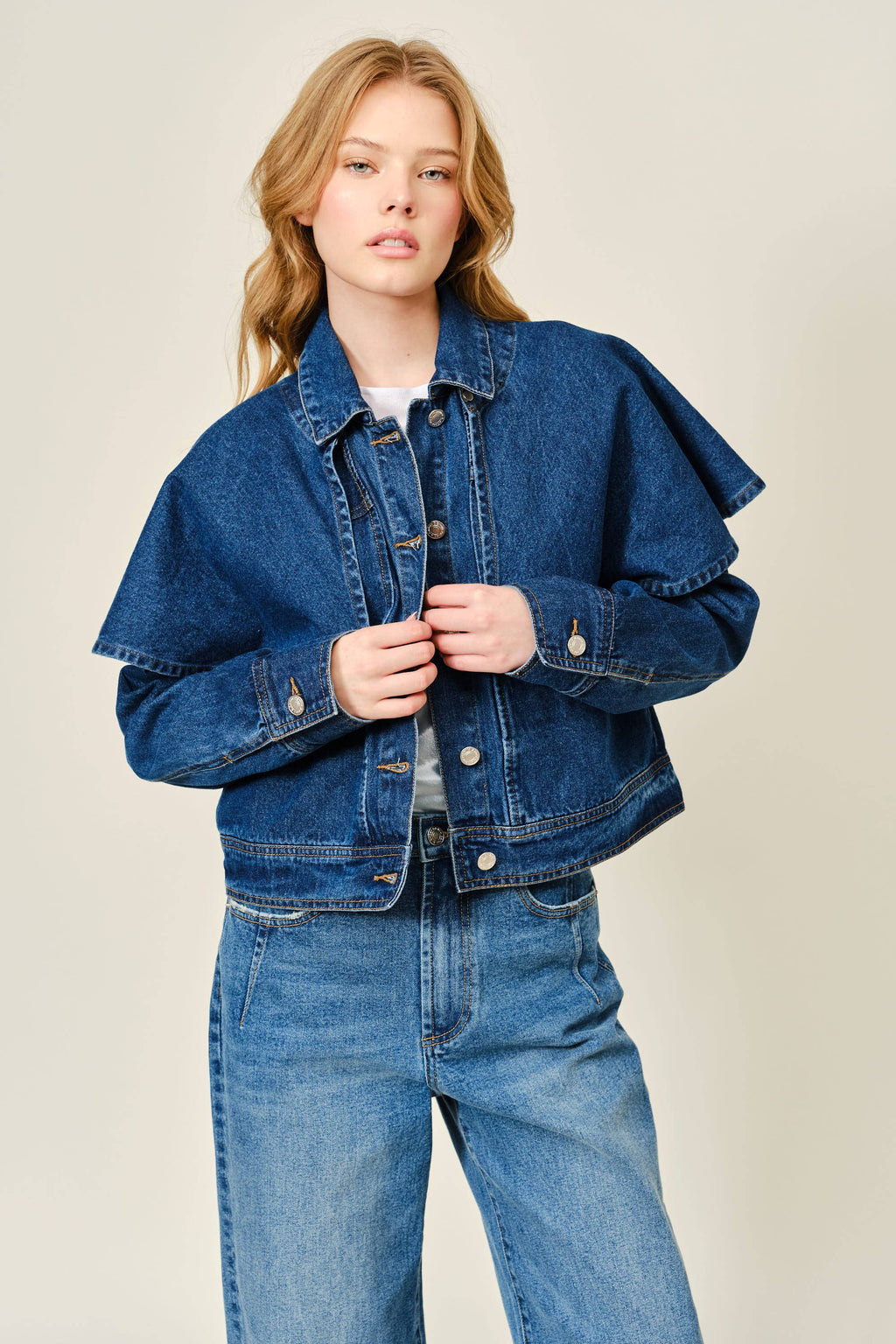 Removable Cape Denim Jacket