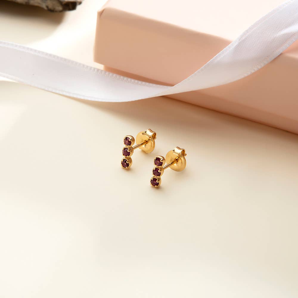 Rhodolite Mini Garnet Stud Earrings