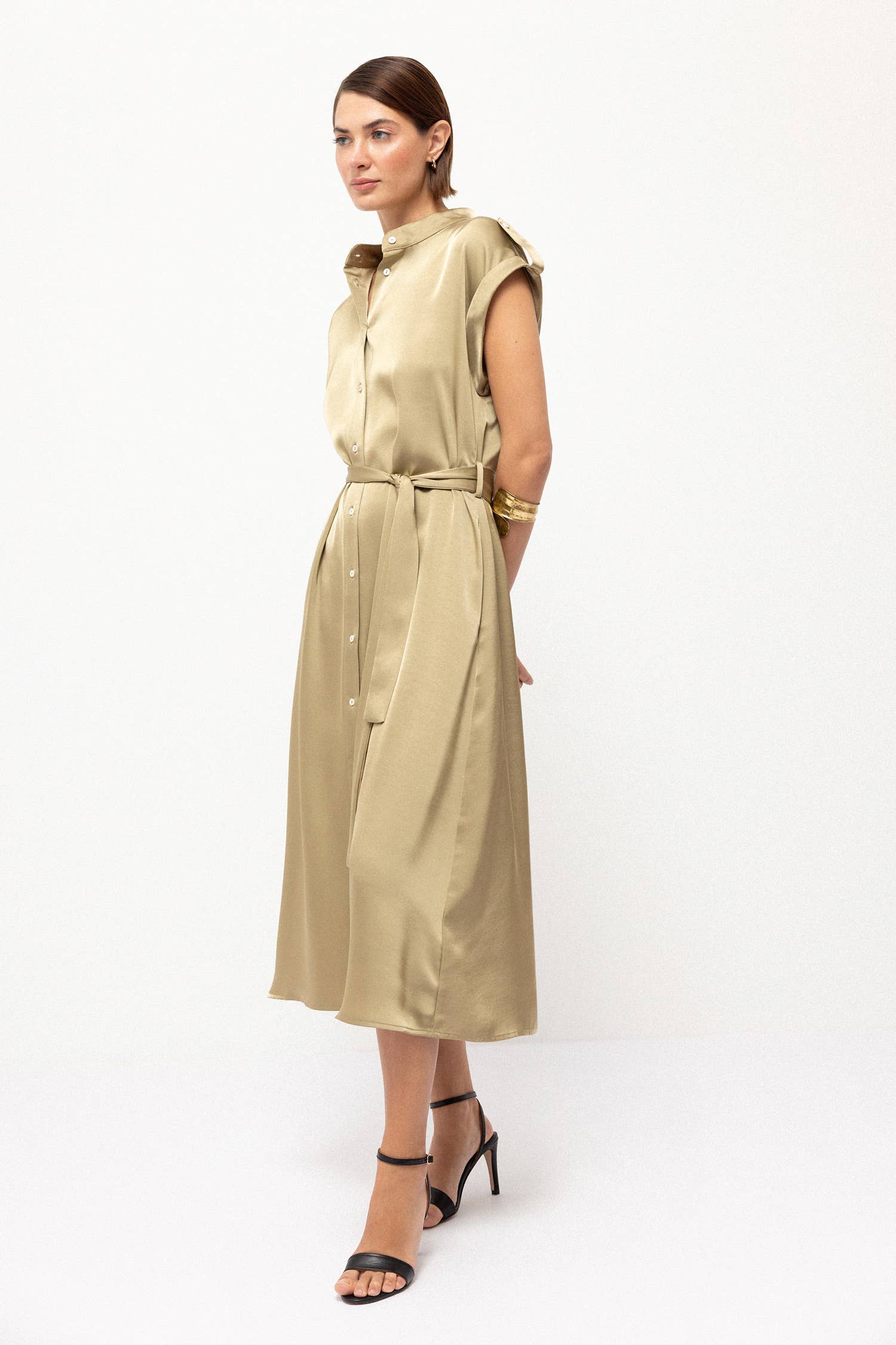 Button Down Satin Dress