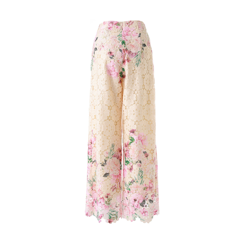 Lace Embroidered Wide Leg