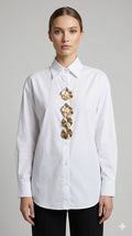 Embellished Button-Down Shirt: One Size