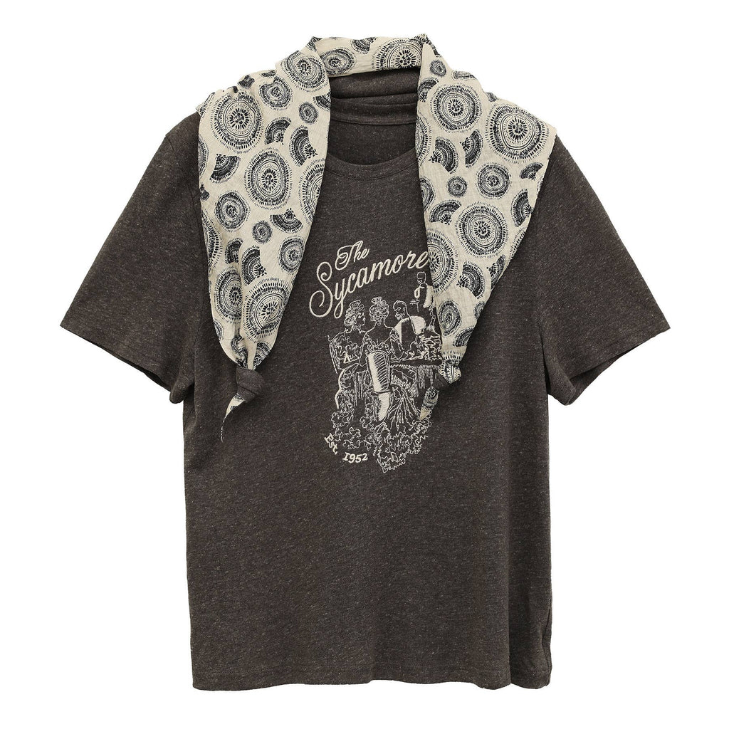 Gray Vintage Soft Graphic Tee with Scarf