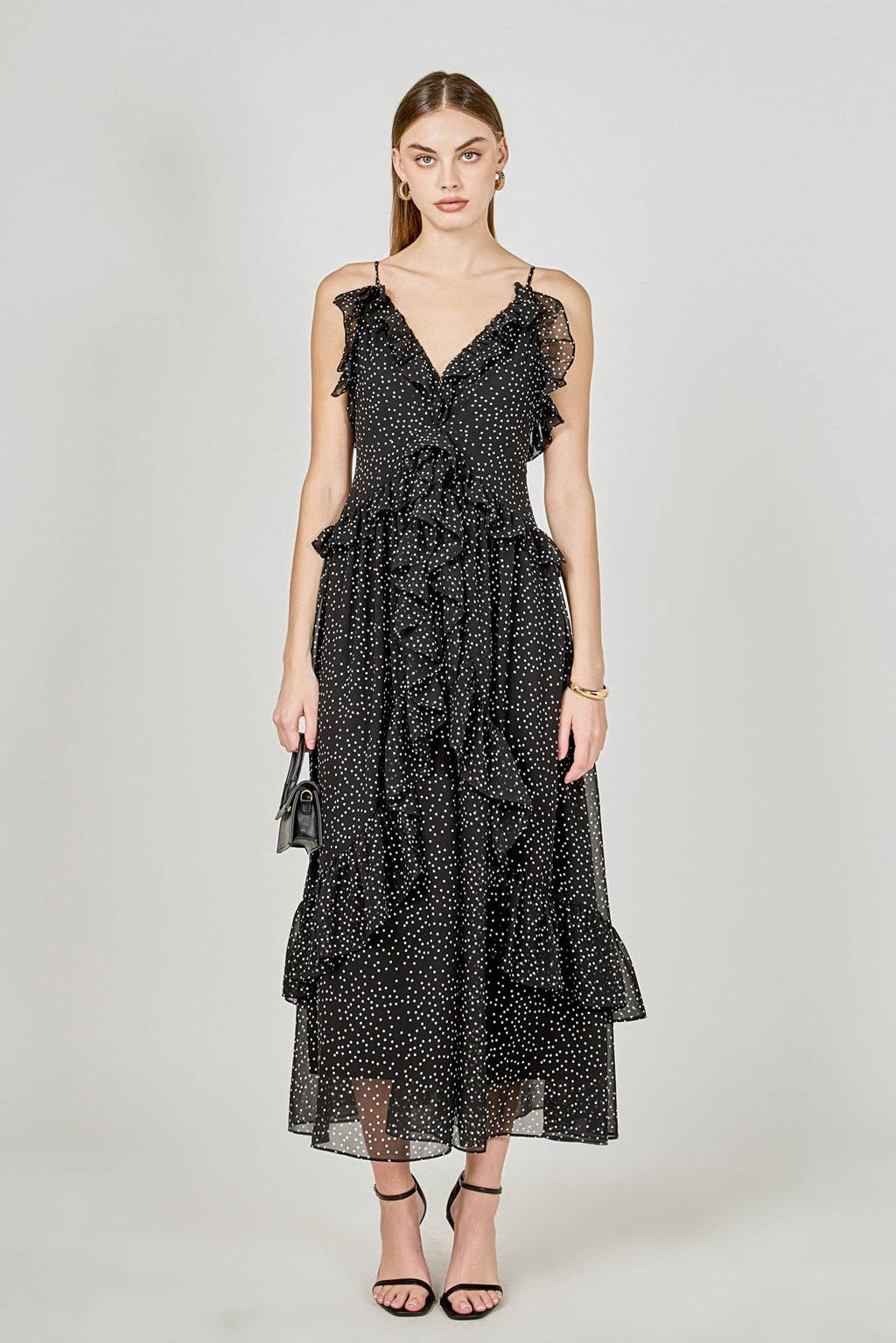 Black Polka Dot Ruffle Dress