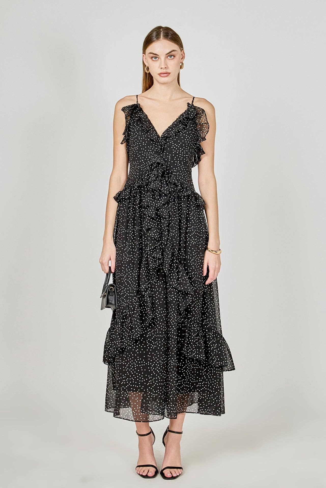 Black Polka Dot Ruffle Dress