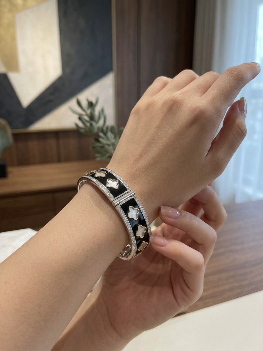 Silver Diamond Bangle