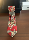 Red And Ivory Flower Statement Tie Designed By Zuluz Atelier