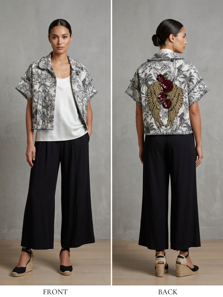 Handmade Linen and Sequin Detail Shacket
