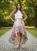 Multicolor Sheer High Low Skirt