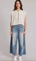 Ivory Sweater Vest with Gold accent Button