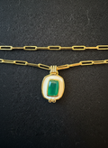 Gold Emerald Stone With Genuine Diamonds (pendant only)