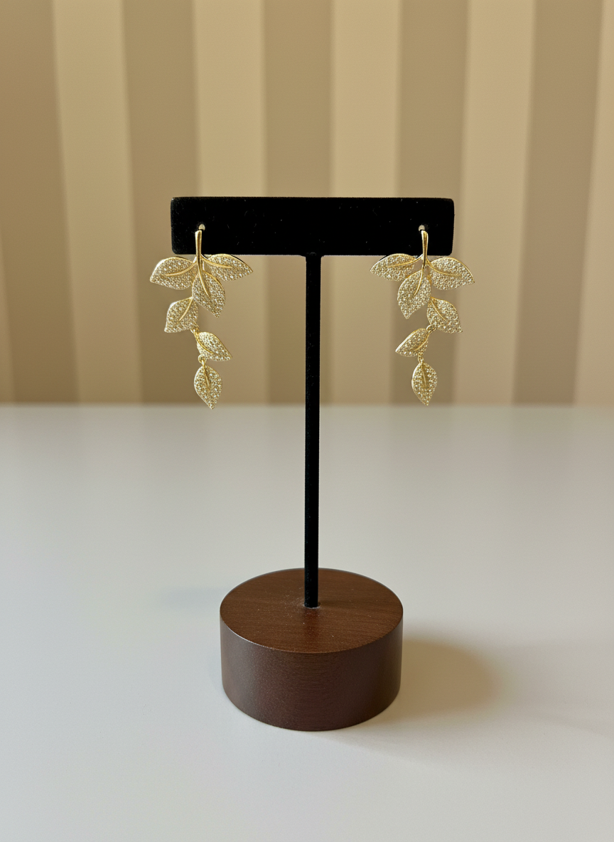 Leaf Cz Earrings