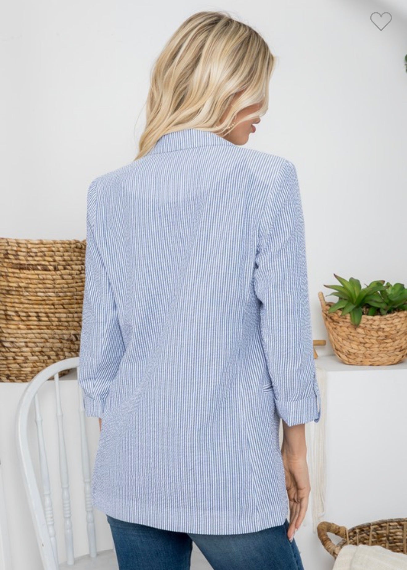 Blue and White Lightweight Summer Blazer