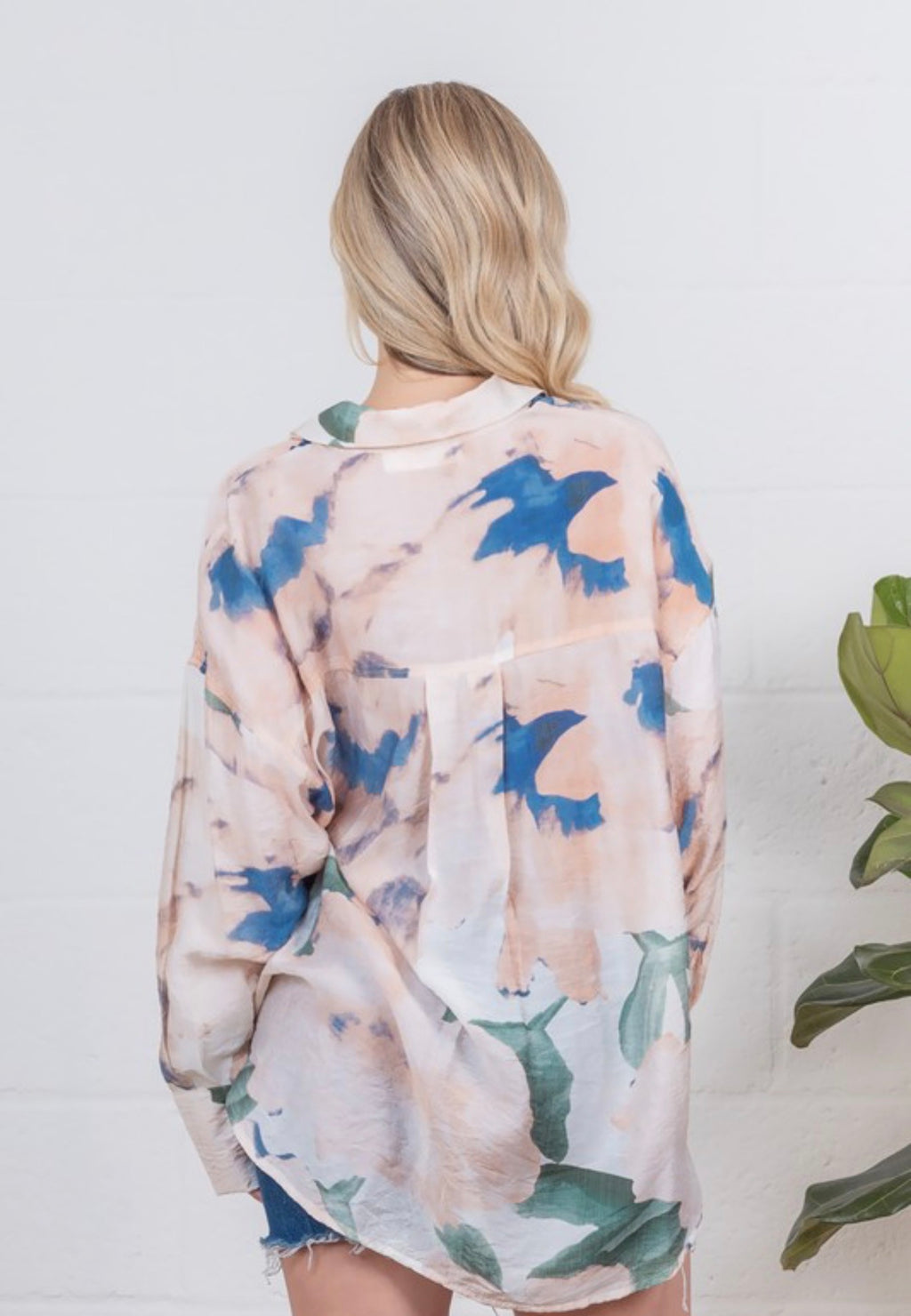 Paint Brush Oversized Sheer Blouse