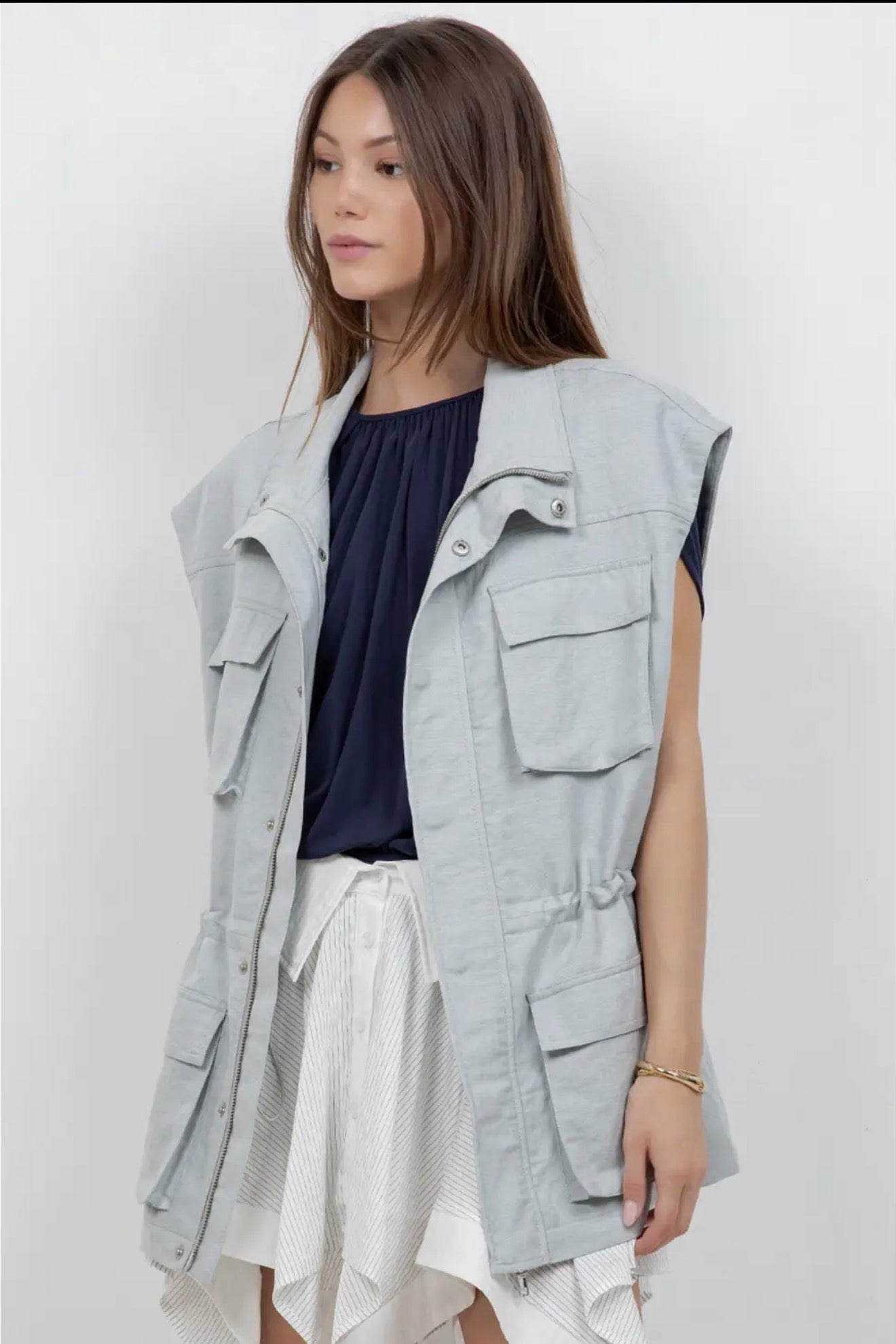 Sleeveless Cargo Vest Jacket