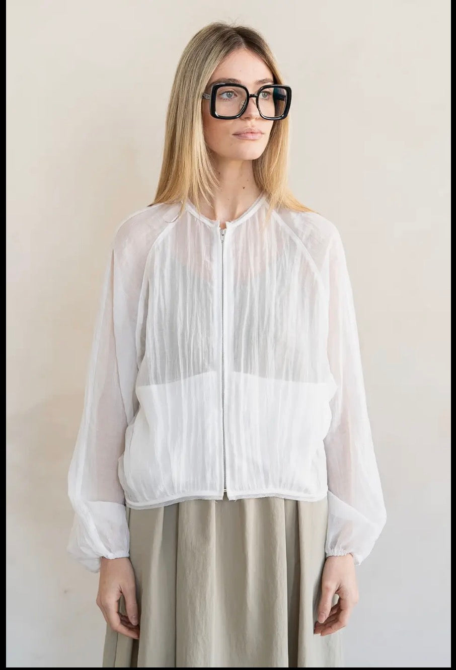Sheer Zip Up Lightweight Jacket
