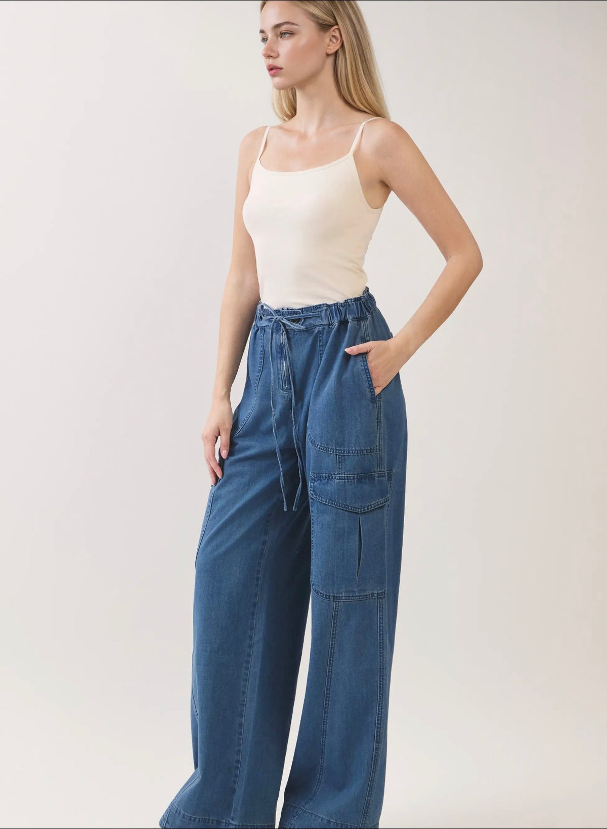 Soft Cargo Denim Pants