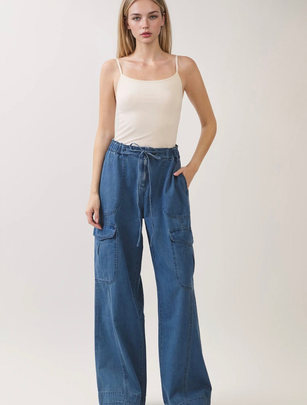 Soft Cargo Denim Pants