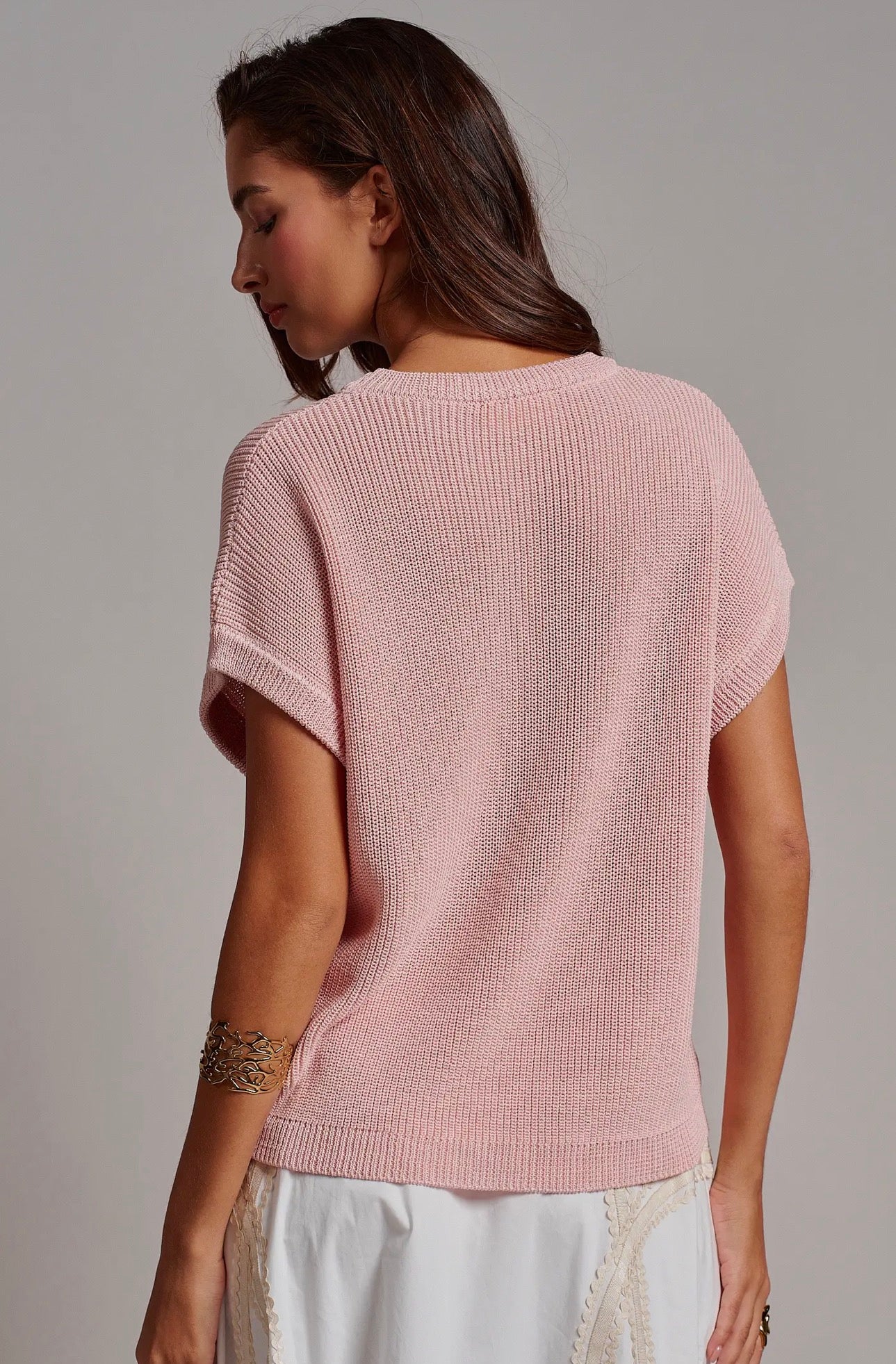 Light Pink Boxy Fit Light Knit Soft Top