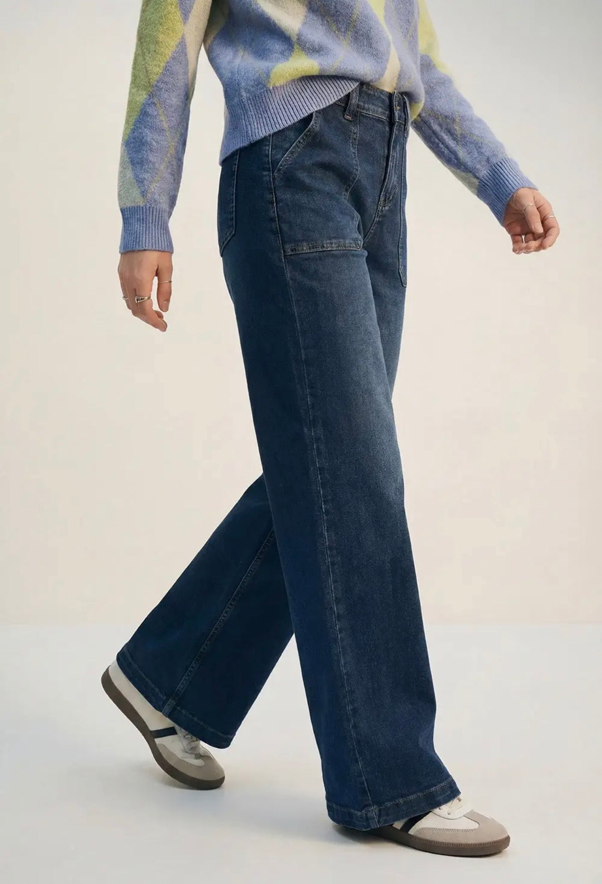 Wide Leg Denim With Utility Pockets