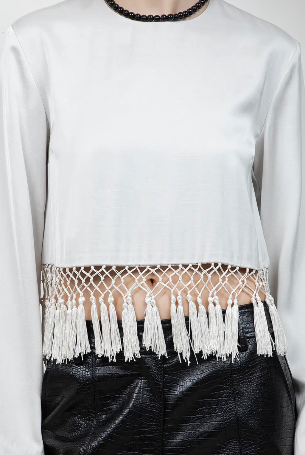 Light Grey Tassel Top