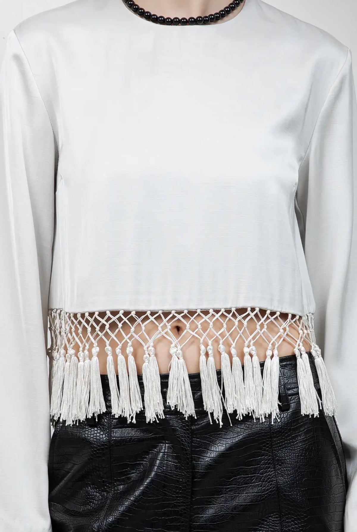 Light Grey Tassel Top