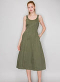 Olive Seamed Maxi Dress