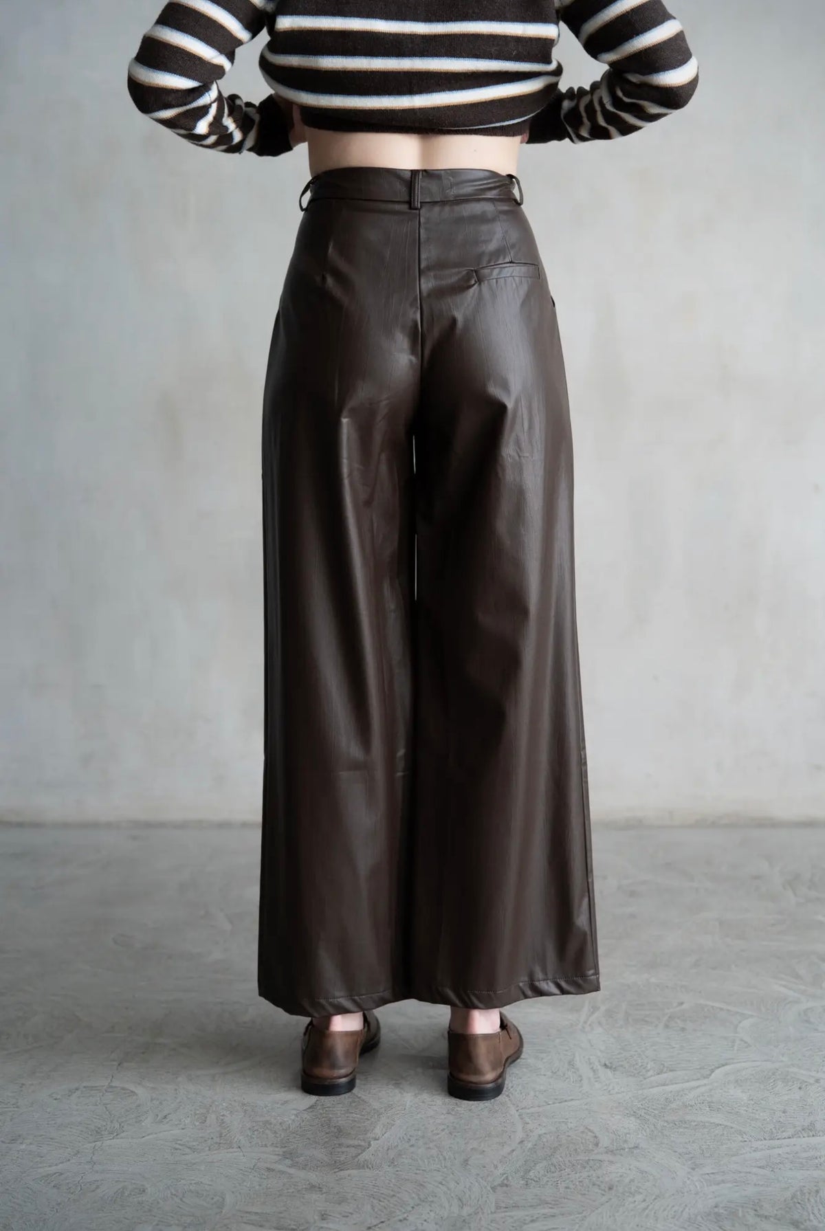 Faux Leather Straight Leg Trousers