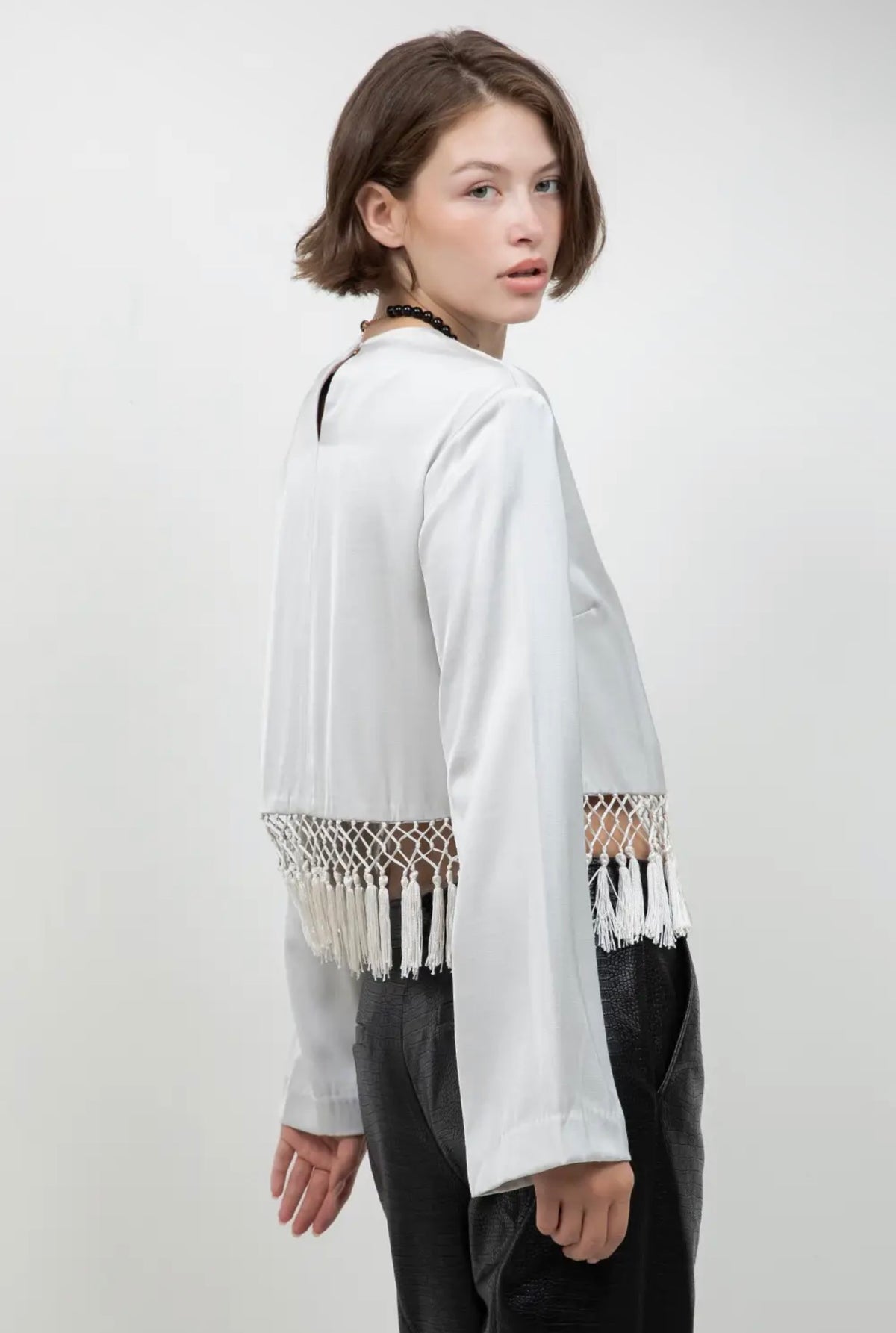 Light Grey Tassel Top