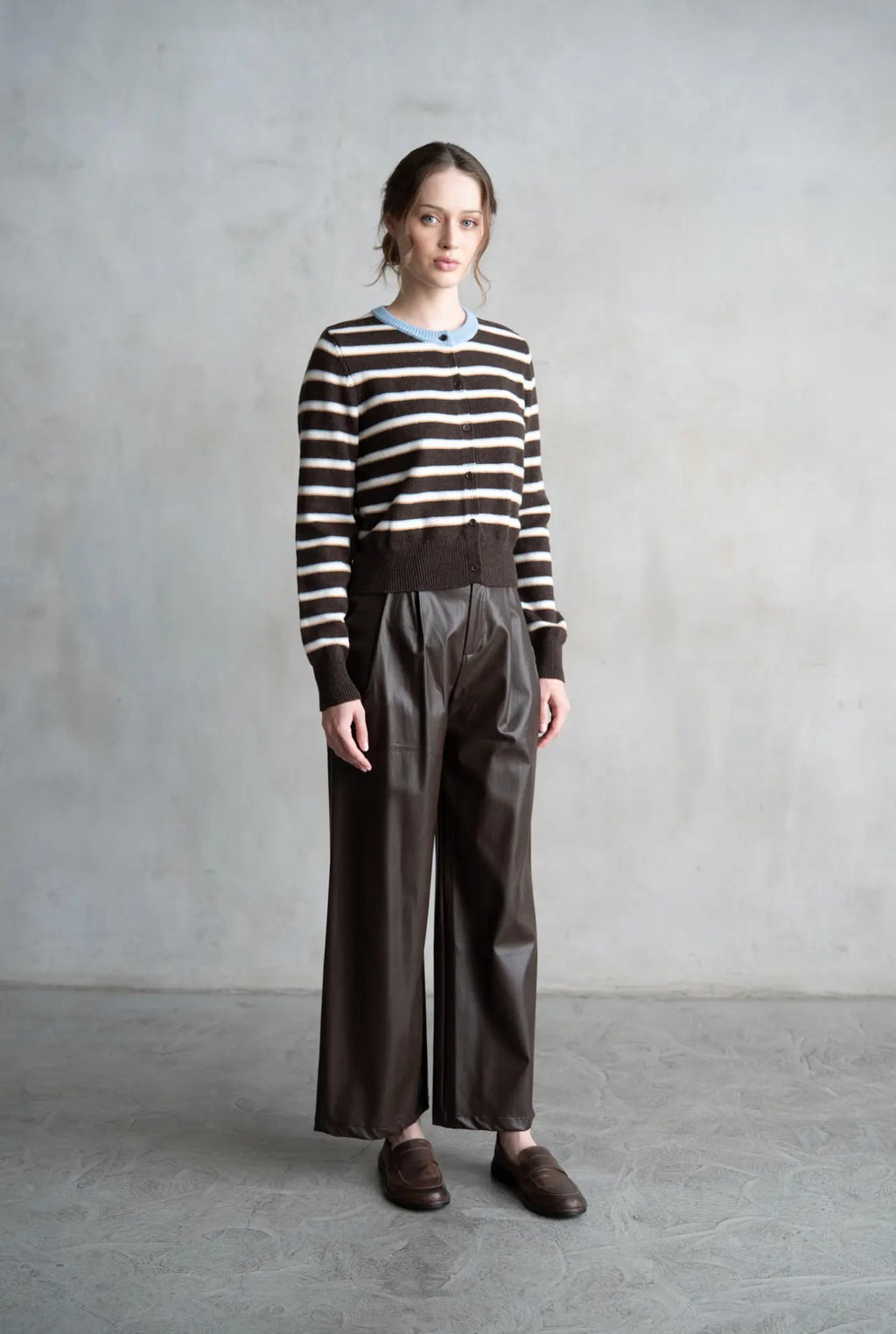 Faux Leather Straight Leg Trousers