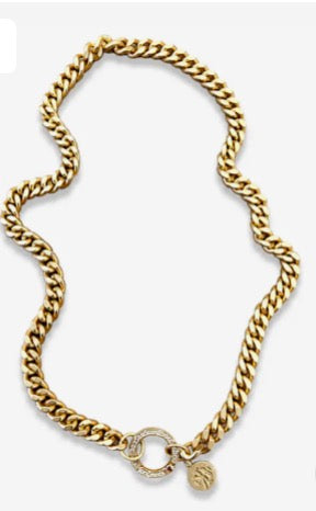 Gold Carabiner Charm Necklace 16”