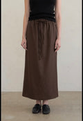 Brown Satin Drawstring Skirt